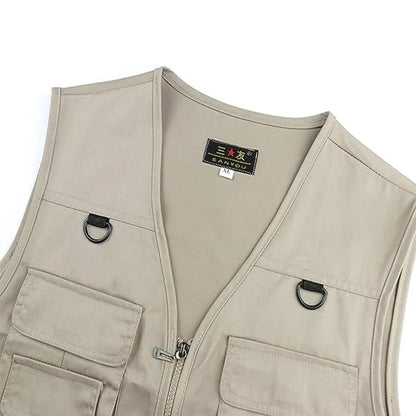 Outdoor Hiking Vest Men's Multi-pocket Breathable Hunting Fishing Vest Men's Thin Outdoor Simple Sports Jacket