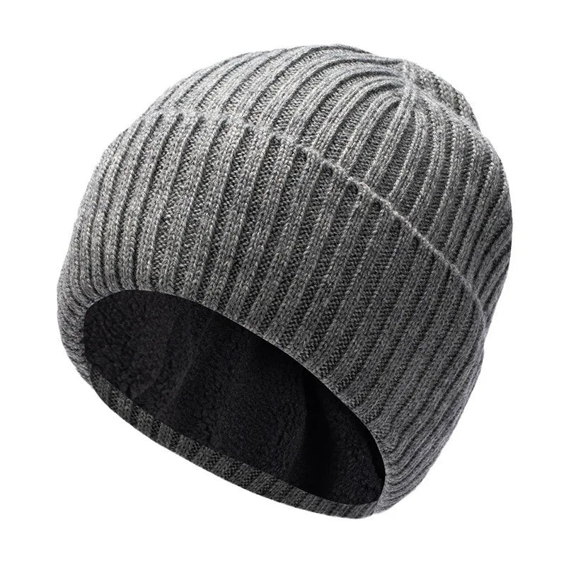 Oversize Wool Beanie Hat for Big Head Men Women Fleece Lined Large Winter Hat Ski Skull Cap Dad Outdoors Skullcap Plain Knit Hat