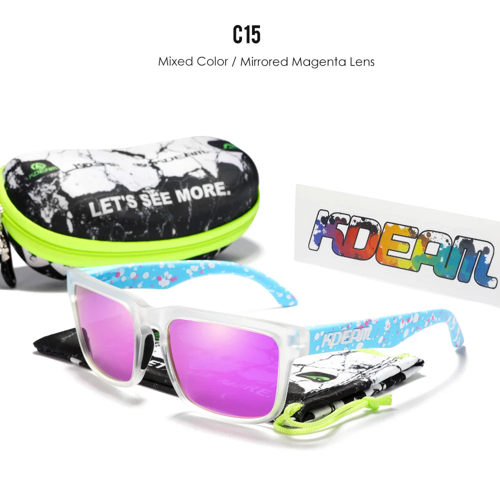 KDEAM Men's Polarized Sunglasses Square Casual Outdoors Sun Glasses Women Unisex Sunglass For Couple With New Package