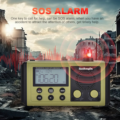 Woopker 10000mAh FM Radio HRD-907 Solar Hand-Carry Portable Emergency Radio AM/FM/SW Waterproof Reading Light SOS for Outdoors