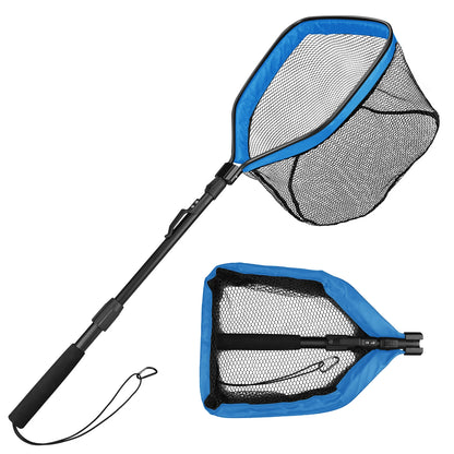 Fishing Net Fish Floating Landing Nets with Foldable Telescopic Pole Handle&Nylon Mesh for Saltwater Freshwater Catch&Release