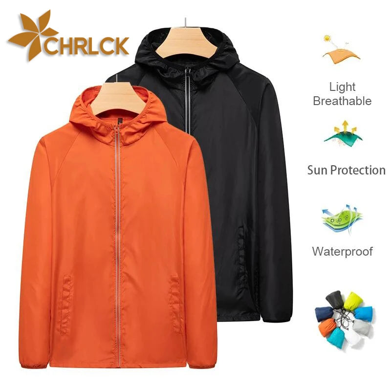 CHRLCK Men's Hiking Jackets Waterproof Women Sun Protection Windbreaker Camping Climbing Outdoor Coat Unisex Portable Clothes