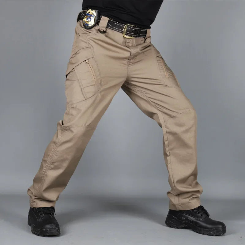 Men Multi-Pockets Cargo Pants Quick Dry Outdoors Sports Tactical Trousers Camouflage black Trousers for Travel Hiking climb