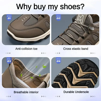 Men Soft Hiking Shoes Summer Breathable Mesh Sneakers Light Black Hike Footwear Walking Shoes Outdoor Shoes Climbing Shoe Male