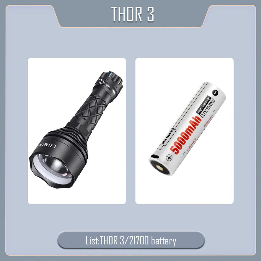 Outdoor Flashlight Tent Camping Lantern Self Defense Lamp EDC Fishing High Power LED Torch 2500 Meter Distance LEP Light THOR 3