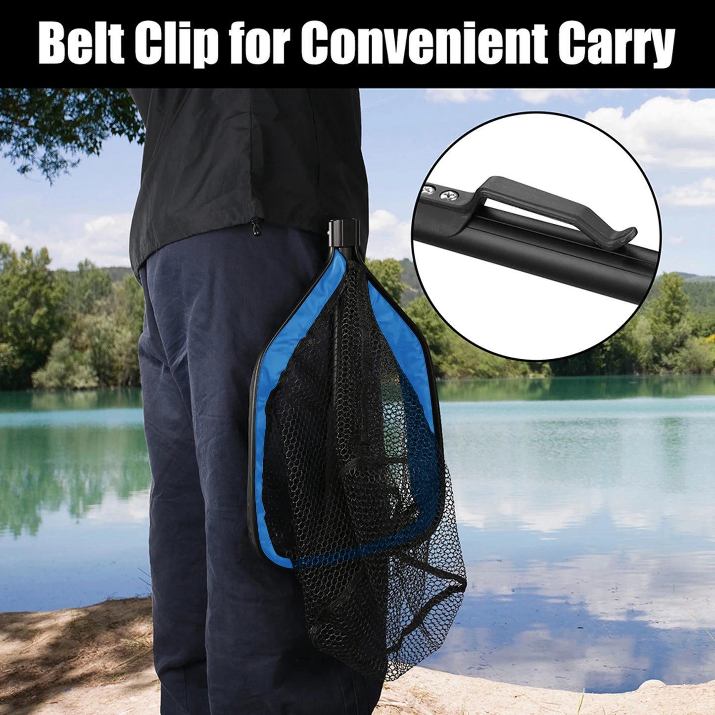 Fishing Net Fish Floating Landing Nets with Foldable Telescopic Pole Handle&Nylon Mesh for Saltwater Freshwater Catch&Release