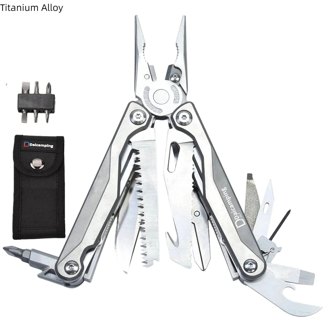 Daicamping DL7 Titanium Alloy Handle Outdoors Multi-tools Clamp Folding Knife EDC Combination Multi Tools Pliers Knives