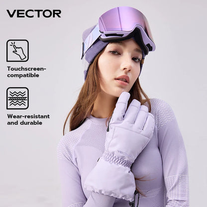 VECTOR Touchscreen P Cotton Waterproof Ski Gloves Wear Resistant PU Palm Moisture Resistant Warm Men and Women Five-finger Glove