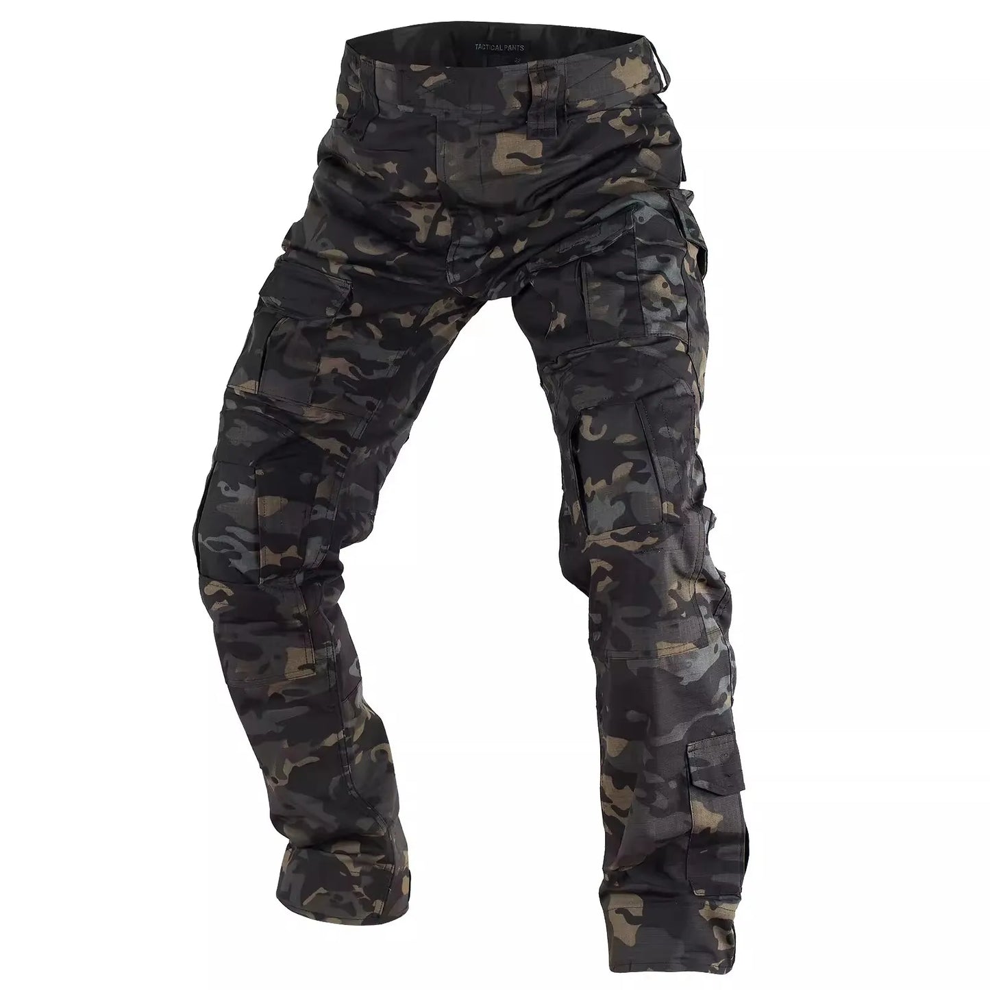 Summer Outdoors Tactical Set Men Thin Quick Drying Combat Training Uniform Camo Patchwork Tops+Multi Pocket Cargo Pants Suit