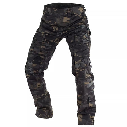 Summer Outdoors Tactical Set Men Thin Quick Drying Combat Training Uniform Camo Patchwork Tops+Multi Pocket Cargo Pants Suit