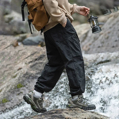 TFETTERS Autumn Men Cargo Pants 2025 Multi Pocket Waterproof Solid Color Casual Pants 100% Nylon Outdoors Tourism Men Clothes
