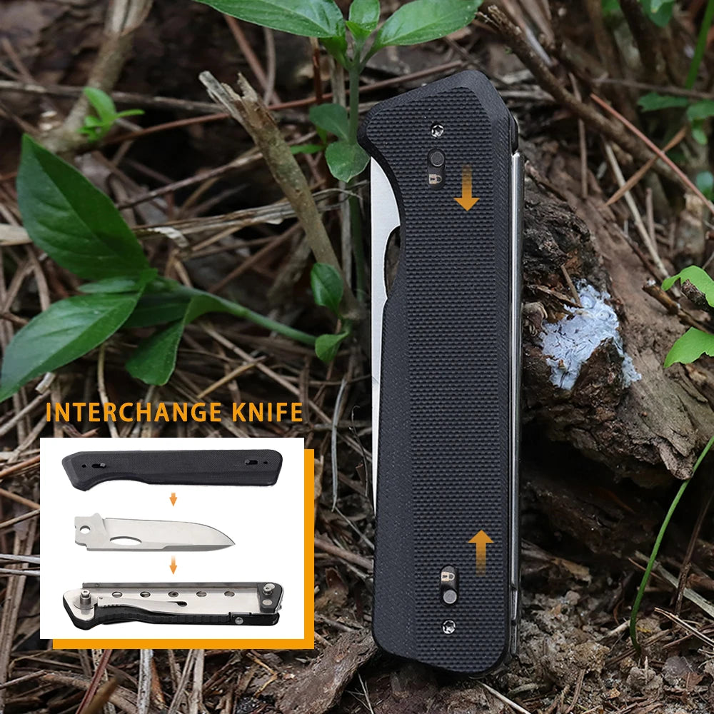 ROXON S501U Folding Pocket Scissors and replaceable Knife blade with belt clip, 2 in 1 Multi-tool for Outdoors, Camping, Hiking,