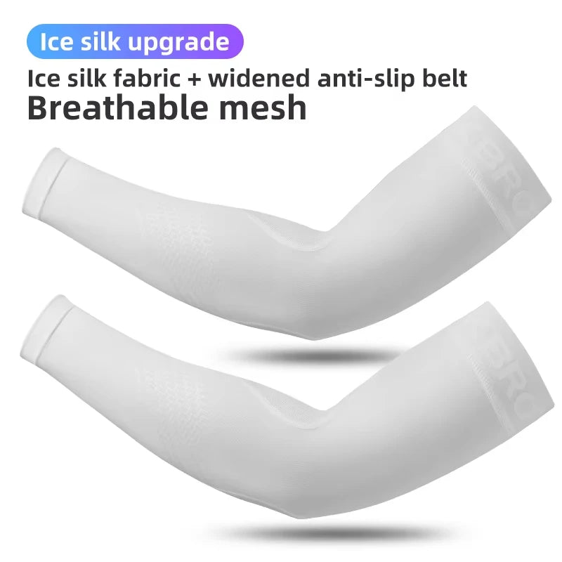 ROCKBROS Cycling Sleeves Summer Ice Fabric Running Arm UV Protection Sleeves Basketball Camping Riding Outdoors Sports Sleeves