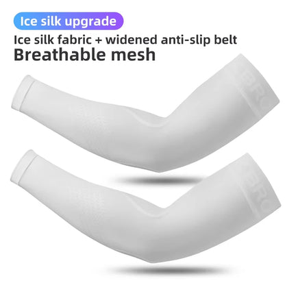 ROCKBROS Cycling Sleeves Summer Ice Fabric Running Arm UV Protection Sleeves Basketball Camping Riding Outdoors Sports Sleeves