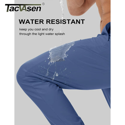 TACVASEN Lightweight UPF50+ Sweatpants Mens Quick Dry Hiking Pants with 3 Pockets Waterproof Trekking Fishing Casual Joggers