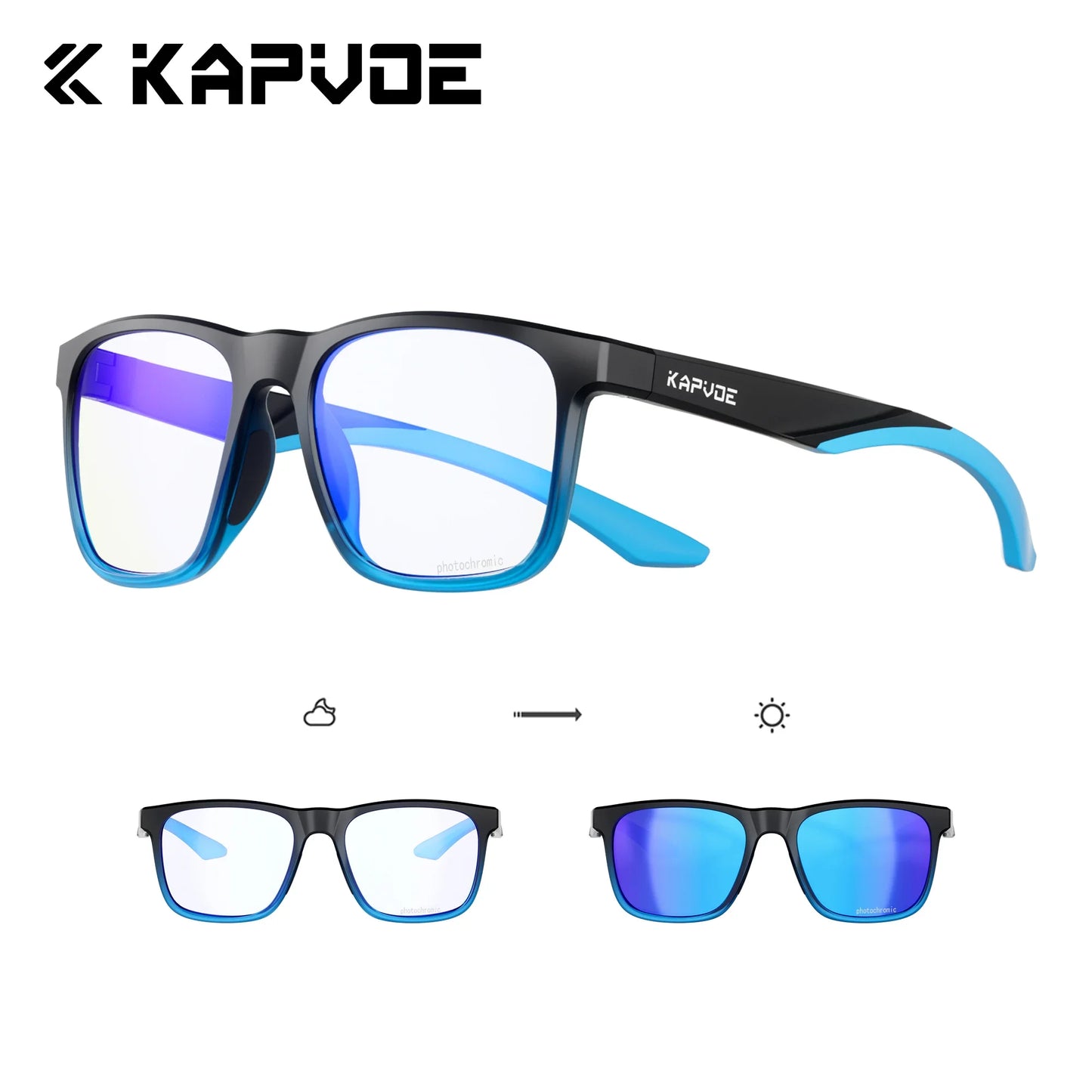 Kapvoe Polarized Sunglasses Men Lightweight Frame Anti Glare Driving Fishing Golf Outdoors Photochromic Glasses Running Women