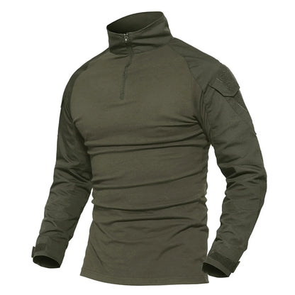 KEFITEVD Men's Hunting T-shirts 1/4 Zip Long Sleeve Shirt Outdoor Climbing Hiking Climbing Tees Camping Fishing Pullover Tops