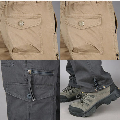 Spring Cargo Pants Man Cotton Reinforced Utility Military Outdoors Man Work Trousers Long Tactical Pants For Men Fashion Casual