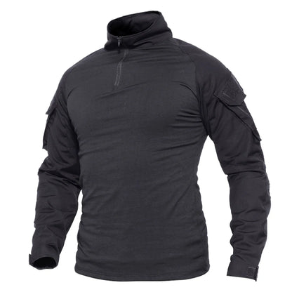 KEFITEVD Men's Hunting T-shirts 1/4 Zip Long Sleeve Shirt Outdoor Climbing Hiking Climbing Tees Camping Fishing Pullover Tops