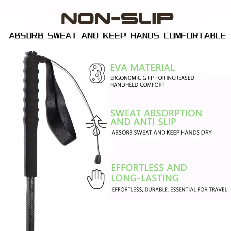 Trekking Poles Carbon Fiber Lightweight and Foldable Adultes Camping Supplies Walking Hiking Stick Climbing Sticks Telescopic