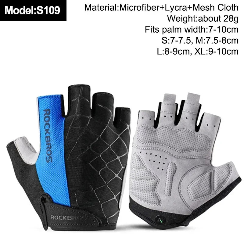 ROCKBROS New Road Bike MTB Gloves Microfiber Wear Resistant Gym Training Fingerless Glove Half Finger Bicycle Cycling Equipment