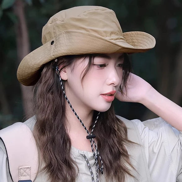Hiking Hat Western Cowboy Hat Bucket Hat Men Women Sun Protection Outdoor Summer Visor Hat Folding Storage Hiking Hat Caps
