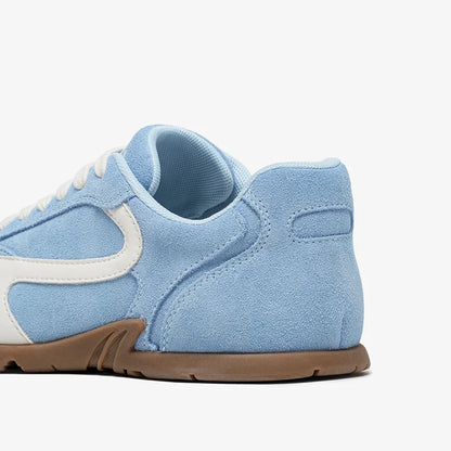 BEAUTODAY Casual Sneakers Women Cow Suede Leather Mixed Color Round Toe Outdoors Trainers Lace-Up Ladies Shoes Handmade 29957