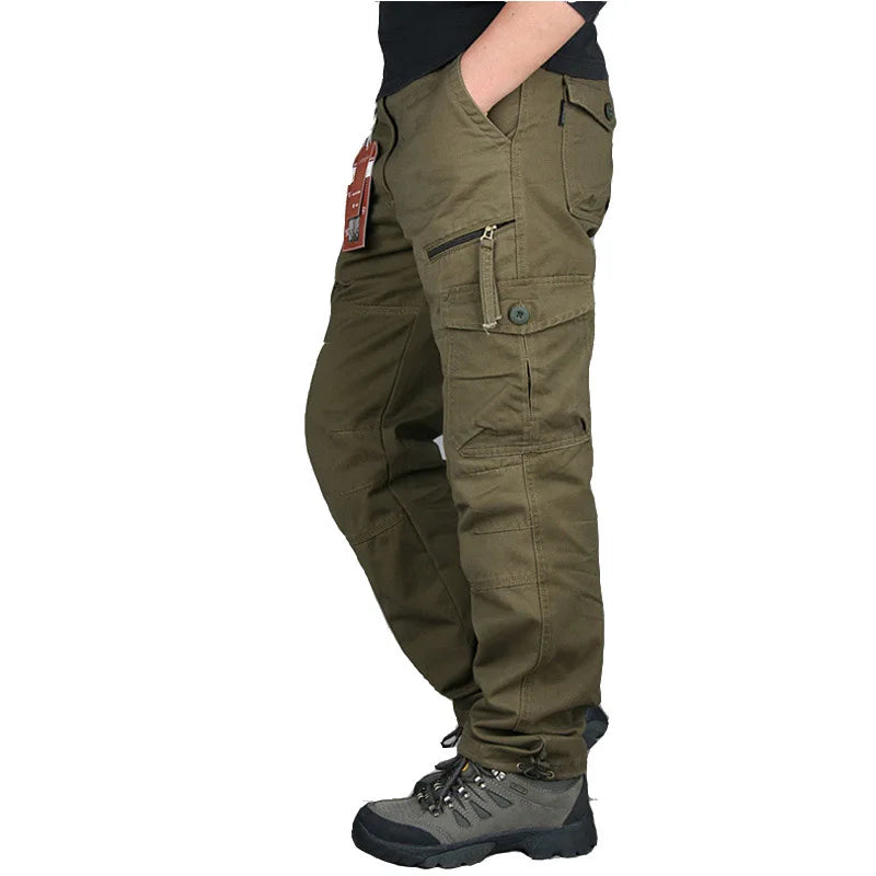 Spring Cargo Pants Man Cotton Reinforced Utility Military Outdoors Man Work Trousers Long Tactical Pants For Men Fashion Casual