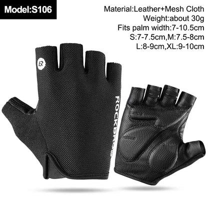 ROCKBROS New Road Bike MTB Gloves Microfiber Wear Resistant Gym Training Fingerless Glove Half Finger Bicycle Cycling Equipment