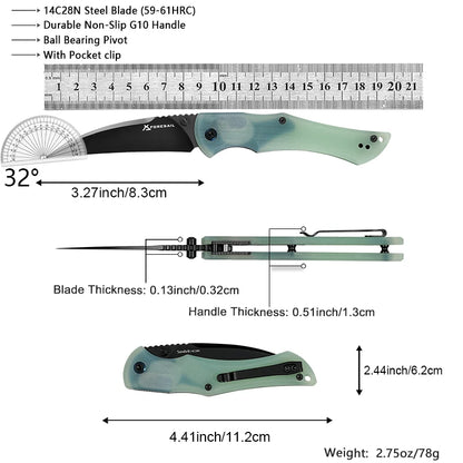 14C28N Steel Sharp Folding Knife Outdoor Camping Hunting Cutting Survival Hiking Fish Kitchen Portable Pocket Clip EDC ToolKnife