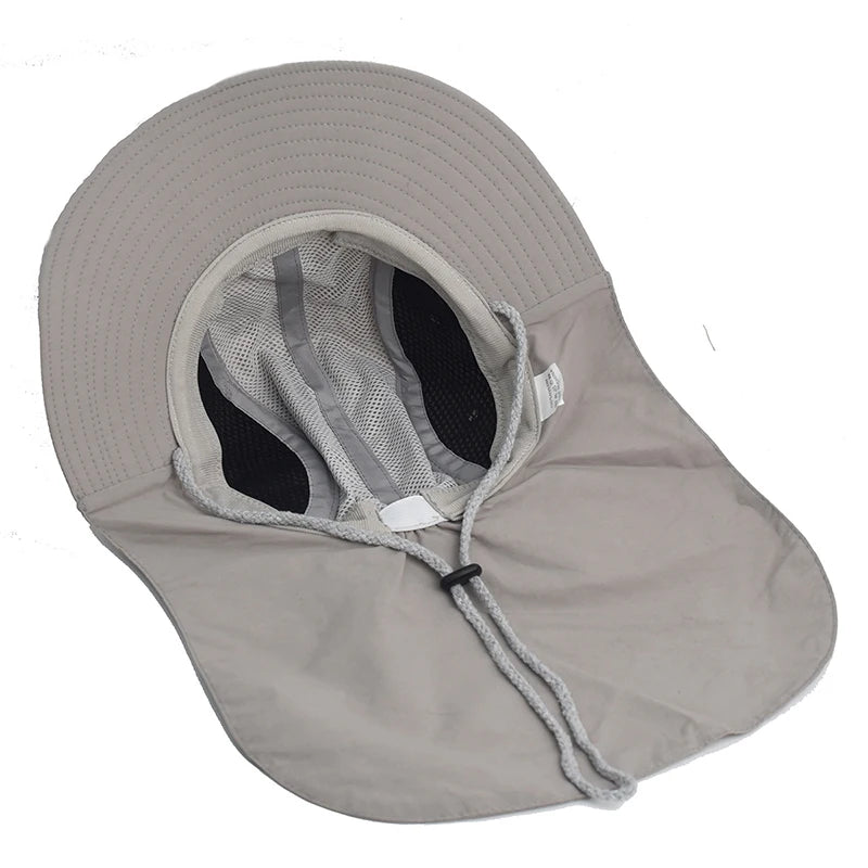 New Print Logo Solid Color Visor Hat Adjustable Fishing Cap Men Uv Face Neck Cover Hats Quick Drying Wide Brim Hiking Caps