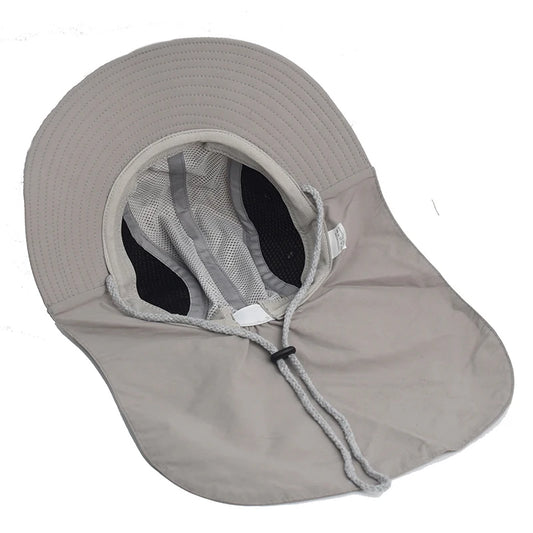 New Print Logo Solid Color Visor Hat Adjustable Fishing Cap Men Uv Face Neck Cover Hats Quick Drying Wide Brim Hiking Caps