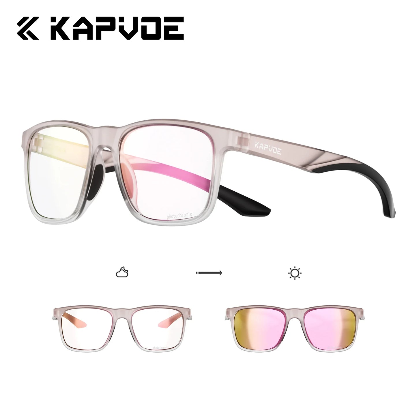 Kapvoe Polarized Sunglasses Men Lightweight Frame Anti Glare Driving Fishing Golf Outdoors Photochromic Glasses Running Women