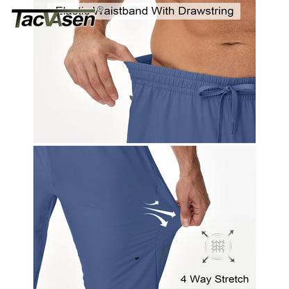 TACVASEN Lightweight UPF50+ Sweatpants Mens Quick Dry Hiking Pants with 3 Pockets Waterproof Trekking Fishing Casual Joggers