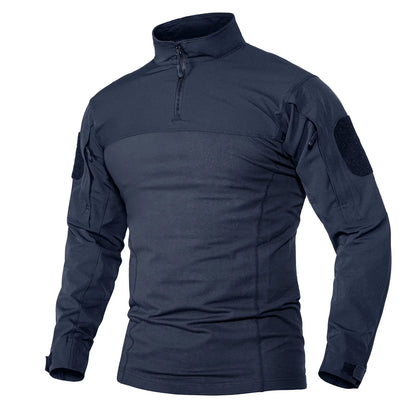 KEFITEVD Men's Hunting T-shirts 1/4 Zip Long Sleeve Shirt Outdoor Climbing Hiking Climbing Tees Camping Fishing Pullover Tops