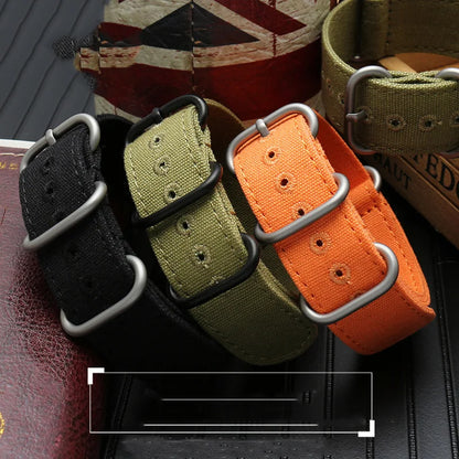 For any brand watch Fabric Military watchband watch Climbing Sports wristband straps 20 22 24 26mm men' Cotton canvas bracelet