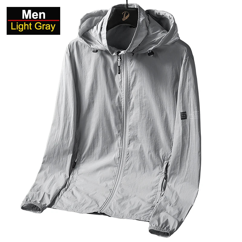 CHRLCK Men's Hiking Fishing Windproof Jackets Zipper Pockets Sun Protection Clothes Men Breathable Skin Anti-UV Windbreakers