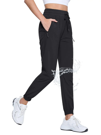 TACVASEN Women’s Joggers Breathable Waterproof Quick Dry Gym Pants Lightweight Sweatpants With Pockets Camping Running Hiking