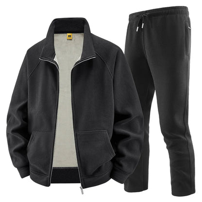 Thick Sets Brand Casual Men's Sets Cashmere Tracksuit Outdoors Fleece Track Suits Jacket + Pant Warm Fur Winter Men's Sweatshirt