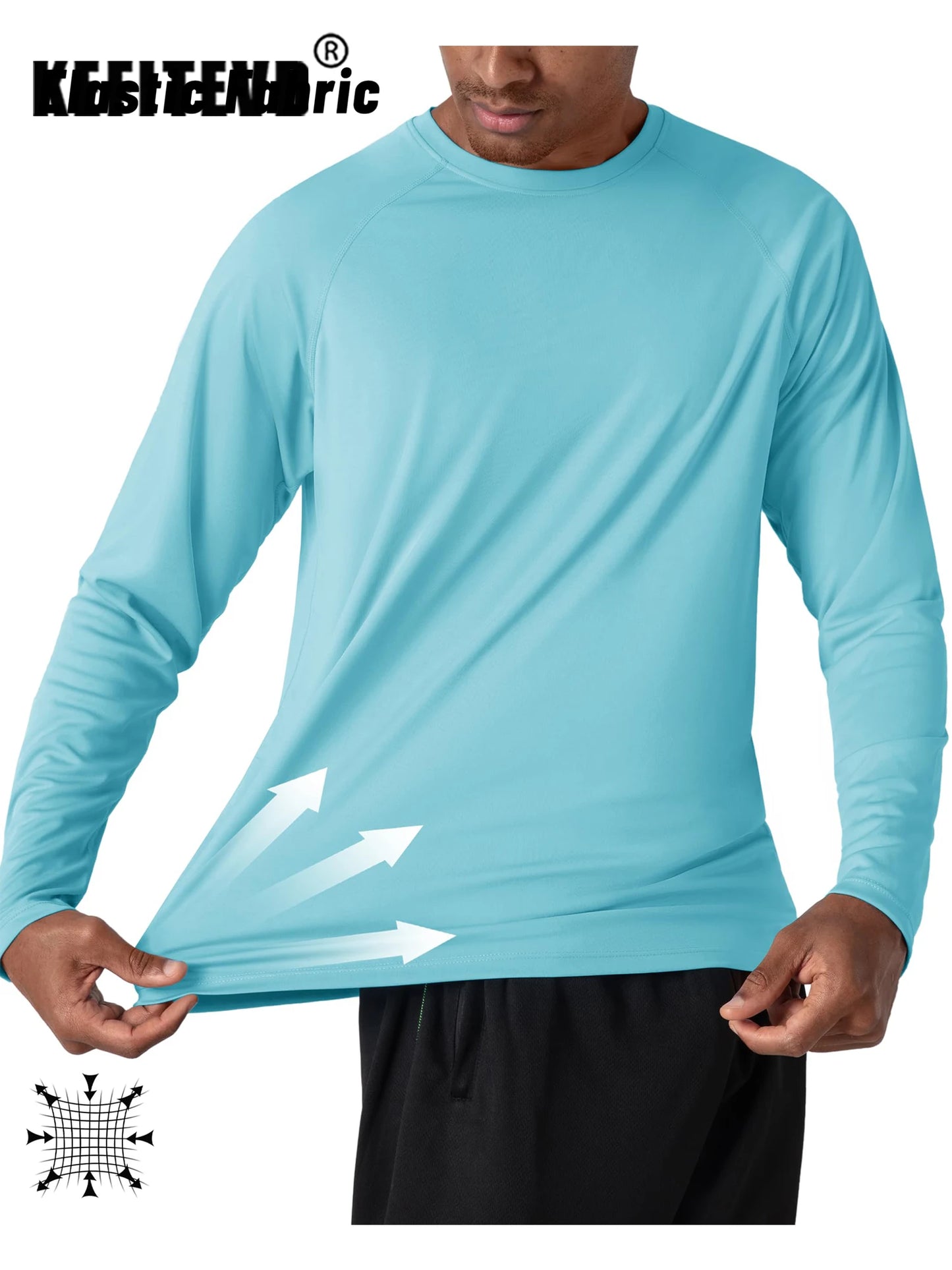 KEFITEVD Men's UPF 50+ Quick Dry Long Sleeve T-Shirts Men Sun Protection Outdoor Fishing Hiking T-Shirts UV Block Shirts Tops