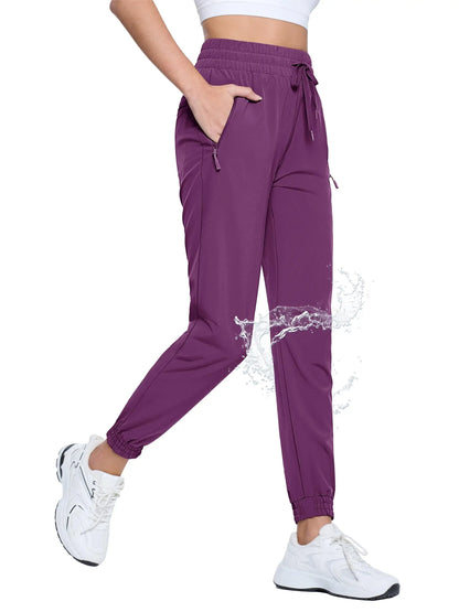 TACVASEN Women’s Joggers Breathable Waterproof Quick Dry Gym Pants Lightweight Sweatpants With Pockets Camping Running Hiking