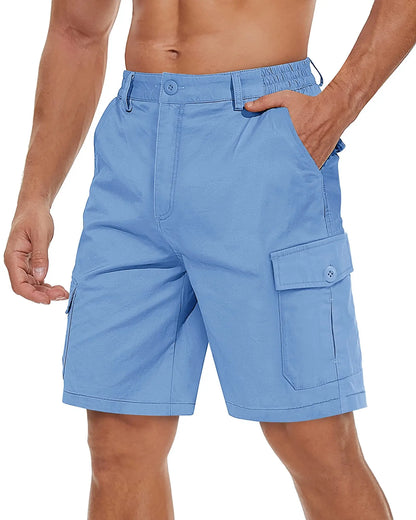 TACVASEN Summer Breathable Cotton Cargo Shorts Mens Casual Multi-pockets Twill Work Shorts Hiking Camping Short Pants Outdoor