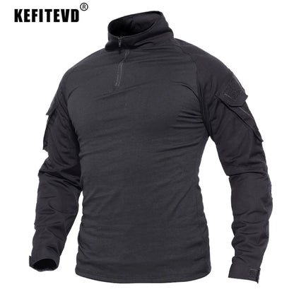 KEFITEVD Men's Hunting T-shirts 1/4 Zip Long Sleeve Shirt Outdoor Climbing Hiking Climbing Tees Camping Fishing Pullover Tops