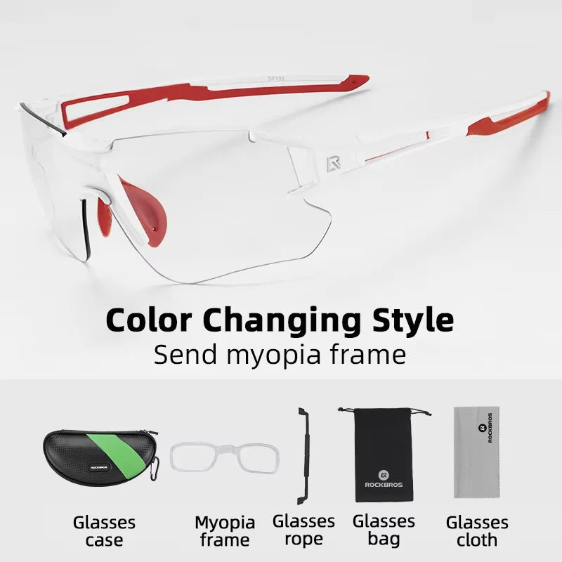 ROCKBROS Cycling Photochromic Glasses UV400 Outdoors Sports Sunglasses Bicycle Mens Frameless Glasses Goggles Technical Eyewear