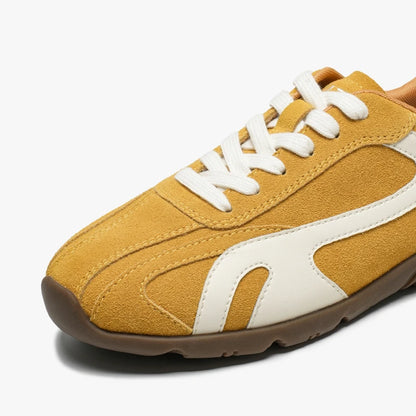 BEAUTODAY Sneakers Women Cow Suede Leather Lace-up Mixed Color Round Toe Trainers Outdoors Ladies Sports Shoes Handmade 29957