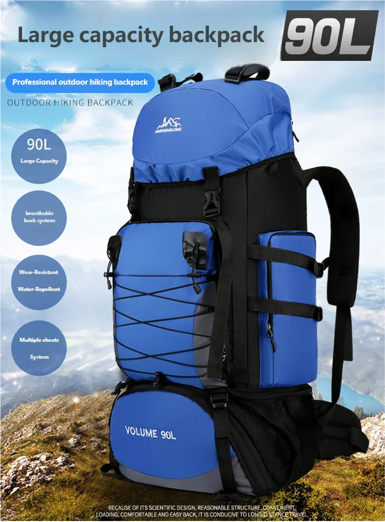 Molle 90L Outdoor Mountaineering Waterproof Rucksack Bag Sports Double Shoulder Bag Casual Hiking Travel Tactical Backpack