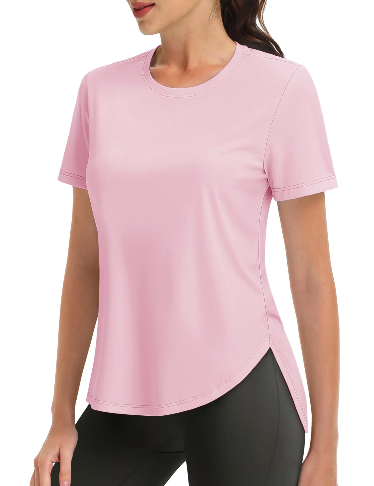 TACVASEN Womens UPF 50+ Sun Protection High Low Hem T-Shirt Quick Dry Hiking Side Split Top Summer Outdoor Breathable Shirts