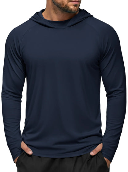 TACVASEN Men's UPF 50+ Hoodie Fishing Shirts Long Sleeve High Collar Mesh UV Sun Protection Rash Guard Swim Beach Running Hiking