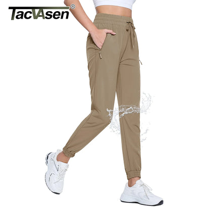 TACVASEN Women’s Joggers Breathable Waterproof Quick Dry Gym Pants Lightweight Sweatpants With Pockets Camping Running Hiking