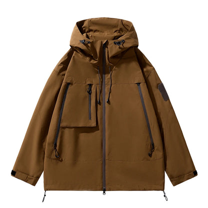 Hiking Jackets Men Waterproof Windproof Casual Hooded Outdoor Sports Clothes Hiking Coat Running Climbing Solid Color Jacket